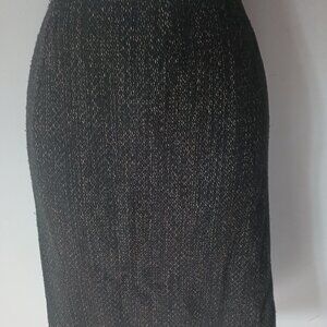 Jones New York Black Gold Thread Tailored Lined Skirt with Back Slit